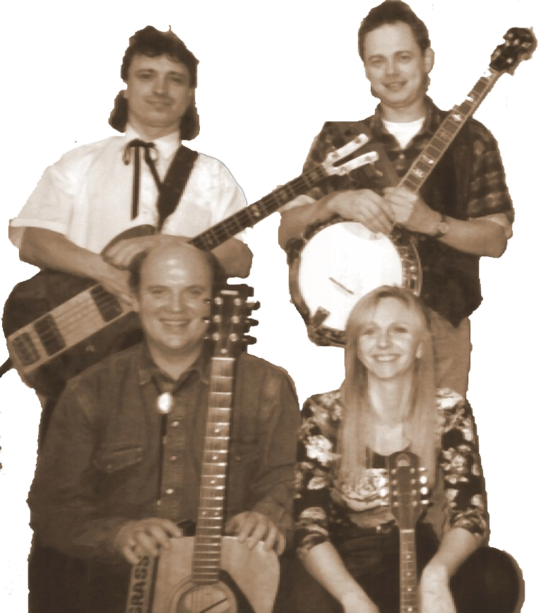 PF 1997 L-R nahoře: Ivan Kielor, Jirka Stehlík,dole: Libor Ožuch, Monika (tehdy ještě Konůpková)
